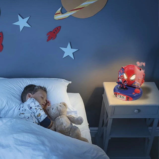 Alt view image 4 of 7 - Spider-Man Projector Radio Clock, RP500SP Night light, Ceiling projection, Sound effects, Blue/Red