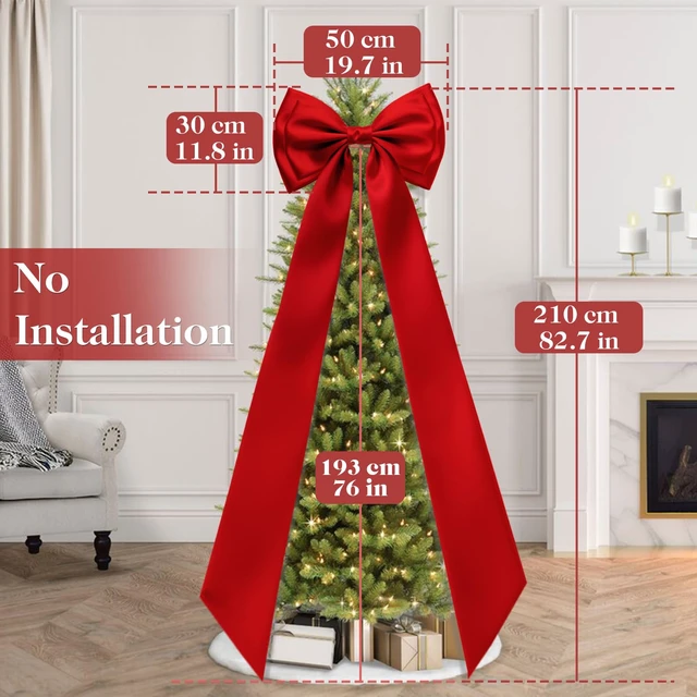 Alt view image 2 of 7 - Giant Bow Decor, 83x20 Inches Red Big Bow for Backdrop with Back Ribbon Satin Fabric, Double Sturdy Bow Shape, Strap Design, for Birthday Party Room Wedding Baby Shower Decorations
