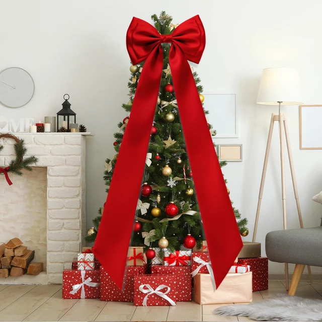 Alt view image 5 of 7 - Giant Bow Decor, 83x20 Inches Red Big Bow for Backdrop with Back Ribbon Satin Fabric, Double Sturdy Bow Shape, Strap Design, for Birthday Party Room Wedding Baby Shower Decorations