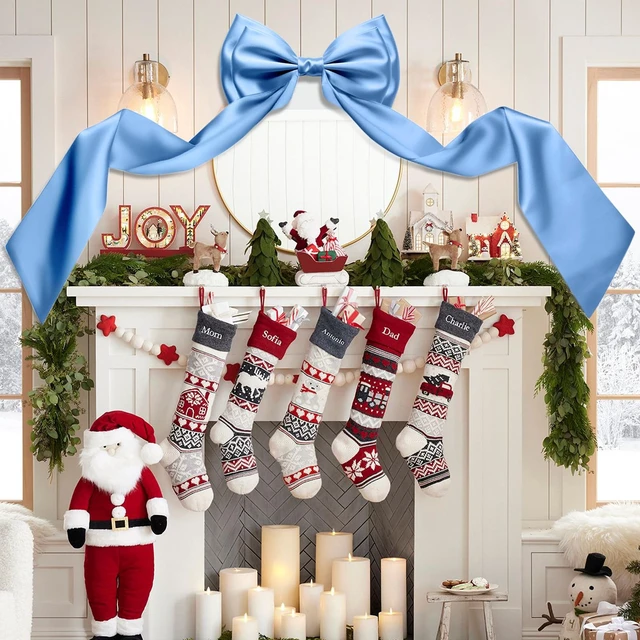 Alt view image 3 of 7 - Giant Bow Decor, 83x20 Inches Blue Big Bow for Backdrop with Back Ribbon Satin Fabric, Double Sturdy Bow Shape,Strap Design, for Birthday Party Room Wedding Baby Shower Decorations