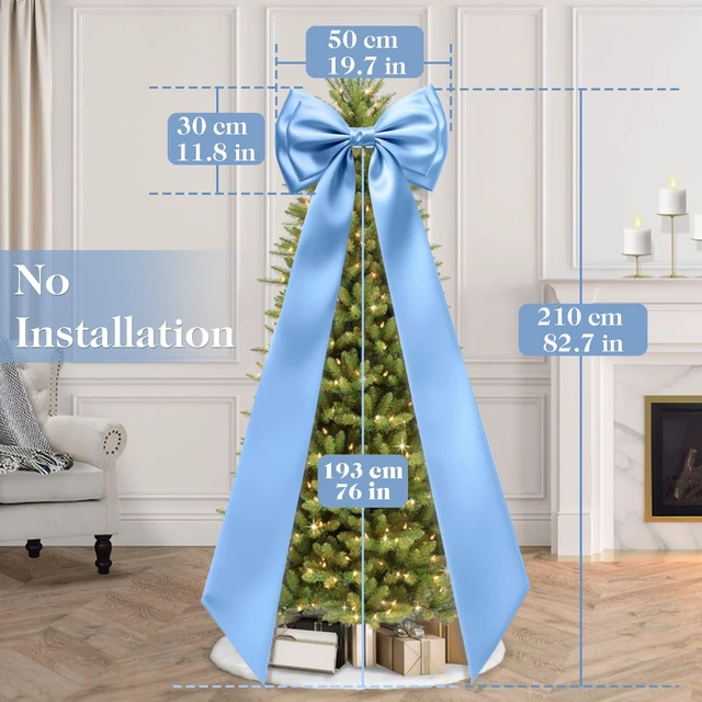 Alt view image 2 of 7 - Giant Bow Decor, 83x20 Inches Blue Big Bow for Backdrop with Back Ribbon Satin Fabric, Double Sturdy Bow Shape,Strap Design, for Birthday Party Room Wedding Baby Shower Decorations