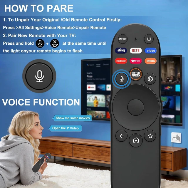 Alt view image 3 of 7 - Replacement Voice Remote for Vizio Smart TV, Remote Control XRT270 for Vizio FHD 4K Quantum D/P/M/V-Series Quantum Pro Smart TVs