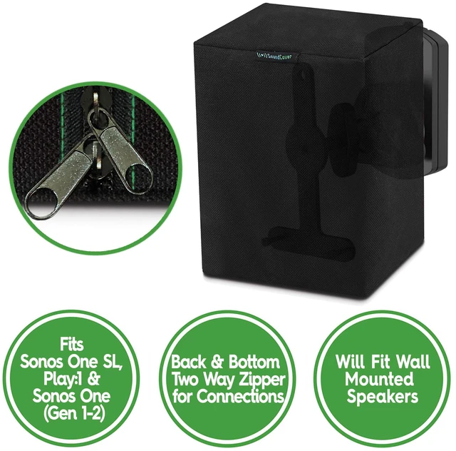 Alt view image 4 of 7 - Single Black Outdoor Speaker Cover for Sonos Play:1 / One/One SL 600D Waterproof Dust & UV Protection Fits Wall-Mounted Speakers by