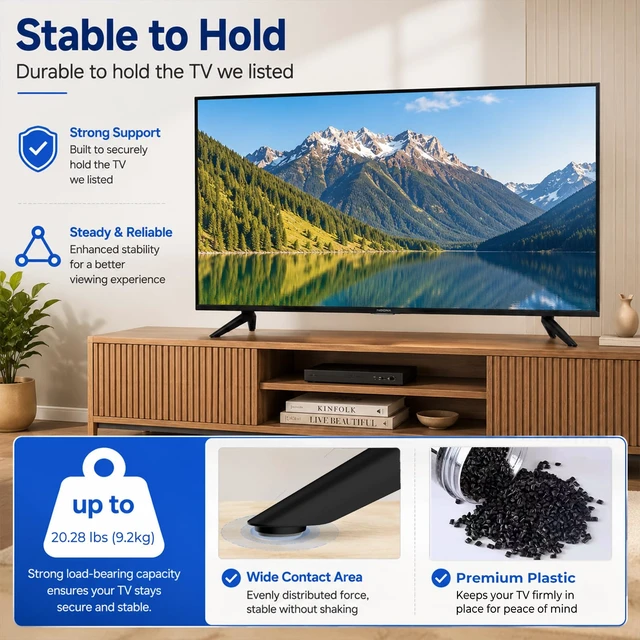 Alt view image 4 of 7 - TV Stand Legs Replacement for Insignia TV NS-24F202NA22 NS-32DF310NA21 NS-32F202NA22 NS-32F202NA23 NS-42F201NA22, for Insignia TV Feet Models Listed with Screws Set & Instructions, Easy to Install