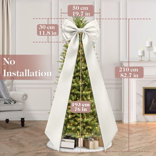 Alt view image 2 of 7 - Giant Bow Decor, 83x20 Inches White Big Bow for Backdrop with Back Ribbon Satin Fabric, Double Sturdy Bow Shape, Strap Design, for Birthday Party Room Wedding Baby Shower Decorations