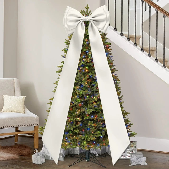 Alt view image 5 of 7 - Giant Bow Decor, 83x20 Inches White Big Bow for Backdrop with Back Ribbon Satin Fabric, Double Sturdy Bow Shape, Strap Design, for Birthday Party Room Wedding Baby Shower Decorations