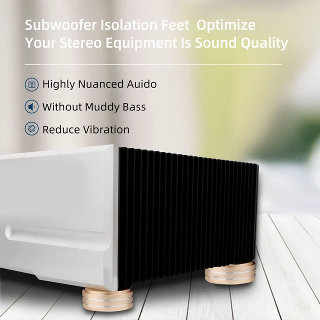 Alt view image 3 of 7 - Audio Isolation Feet Aluminum Load 400KG Amplifier Feet 58 * 22MM(4Pcs) Turntable Isolation Pad with Adhesives/Screw for Audio,Speakers,Subwoofers, Turntable,Amplifier,DAC(Gold)