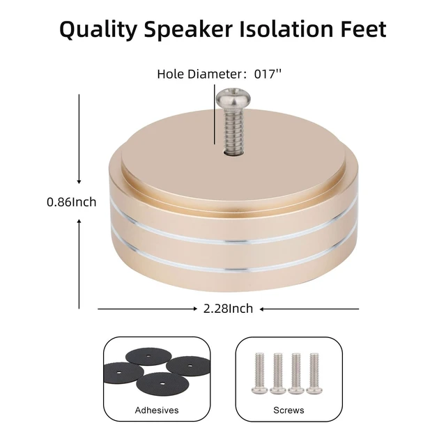 Alt view image 4 of 7 - Audio Isolation Feet Aluminum Load 400KG Amplifier Feet 58 * 22MM(4Pcs) Turntable Isolation Pad with Adhesives/Screw for Audio,Speakers,Subwoofers, Turntable,Amplifier,DAC(Gold)