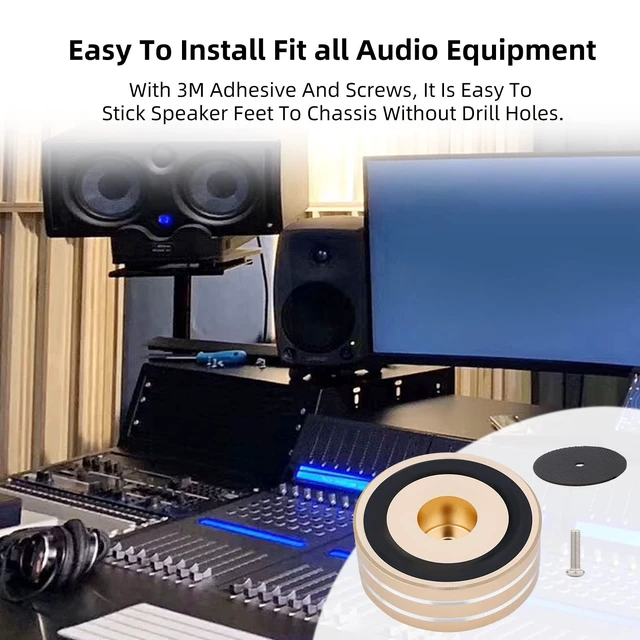 Alt view image 6 of 7 - Audio Isolation Feet Aluminum Load 400KG Amplifier Feet 58 * 22MM(4Pcs) Turntable Isolation Pad with Adhesives/Screw for Audio,Speakers,Subwoofers, Turntable,Amplifier,DAC(Gold)