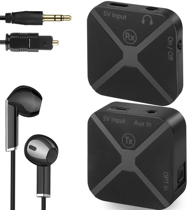 Main image of Wireless Headphones Earbuds for TV Listening with Transmitter & Receiver Optical & 3.5mm Input, Universal Receiver for Headphones & Speaker, Easy Sharing, No Delay, Tv Earphones for Seniors