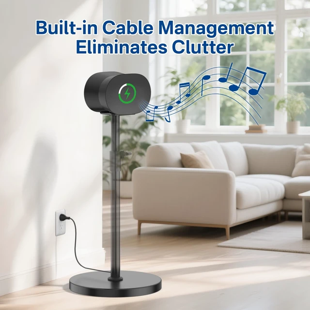 Alt view image 4 of 6 - Heavy-Duty Speaker Stand for Sonos Era 300 Stand Black with Cable Management - Height Adjustable from 33.4" to 40.5" - Surround Sound Speaker Stands for Sonos Era 300 Speaker Stand, 1 Pack