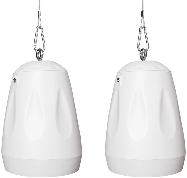 Main image of 2-Pack 4" All-Weather Pendant Speaker, IP66, Wall Mount, Landscape, 70V/100V/8-Ohm, Indoor/Outdoor Commercial Speaker for Home and Commercial Installation, White (STPDS-4W-PAIR)