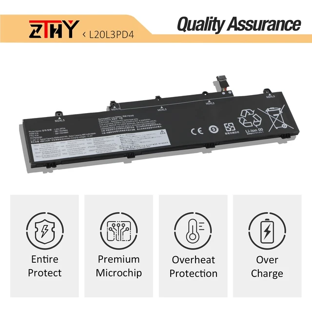 Alt view image 5 of 7 - L20D3PD4 Laptop Battery Replacement for Lenovo ThinkPad E14 E15 Gen 2 3 4 2nd 3rd 4th 2020 2021 2022 Series L20M3PD4 L20L3PD4 L20C3PD4 L19M3PD5 L19L3PD5 L19C3PD5 L19D3PD5 Type 20Y7 20YD 11.52V 57Wh