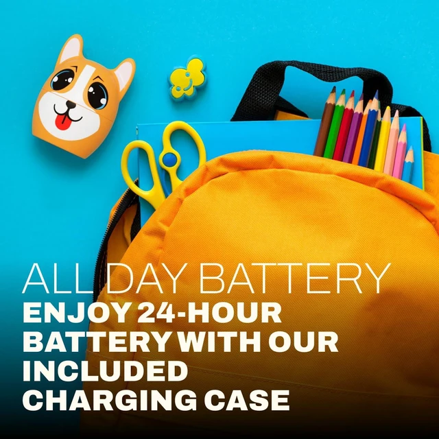Alt view image 5 of 6 - Kids Wireless Earbuds, Bluetooth Headphones, Small Corgi Charging Case Mini Fit Gel Tips, IPX4 Water Resistant, Touch Controls, 33FT Range, 24hr Playtime, for iPhone Gaming Laptops, School Travel