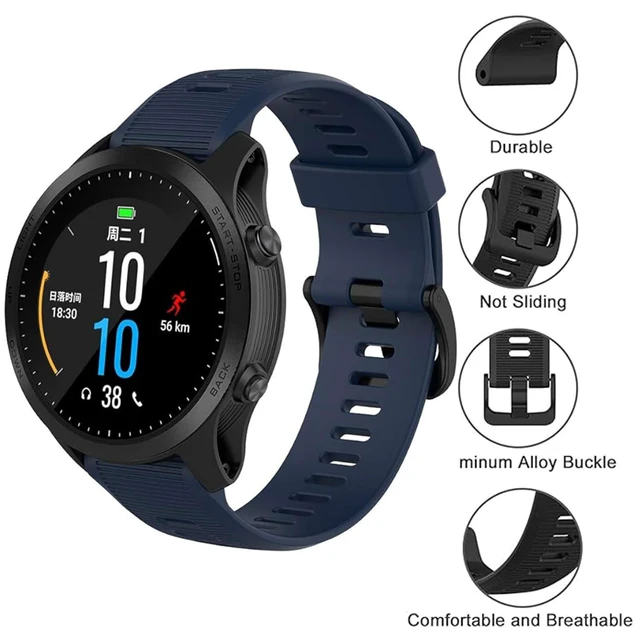 Alt view image 5 of 5 - Waterproof Band Compatible with Forerunner 945/935 Watch Band Soft Silicone Breathable Sports Adjustable Replacement Wristbands for Women Men, Navy