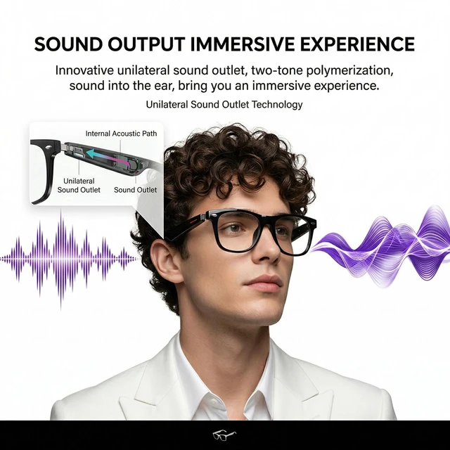 Alt view image 2 of 7 - AI Smart Translation Glasses 164 Language Voice Translator, Open-Ear Bluetooth with Speakers, Photochromic Lenses, Lightweight 170mAh Battery