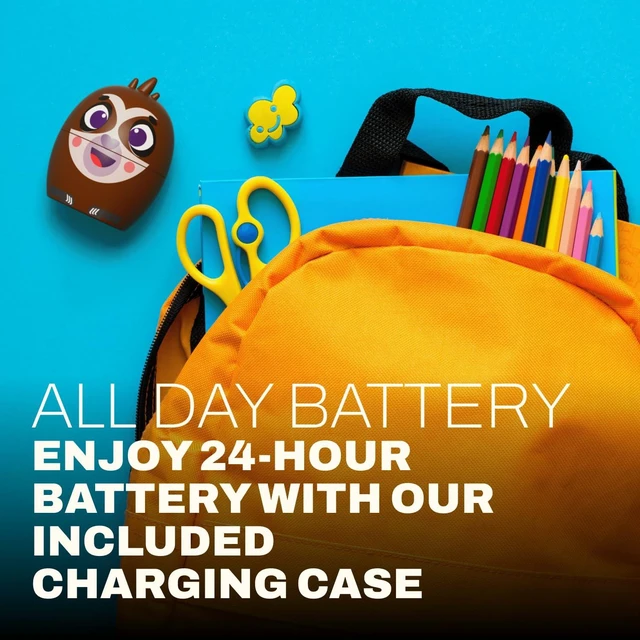 Alt view image 5 of 6 - Kids Wireless Earbuds, Bluetooth Headphones, Small Sloth Charge Case