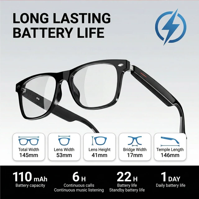 Alt view image 6 of 7 - AI Smart Translation Glasses 164 Language Voice Translator, Open-Ear Bluetooth with Speakers, Photochromic Lenses, Lightweight 170mAh Battery