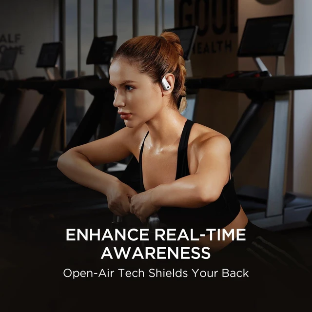 Alt view image 5 of 7 - Fit Open Earbuds S50, Open Ear Wireless Headphones Bluetooth 5.3 with 4 Microphone, Earbuds with Earhooks for Sports Running, IPX7, Fast Charging, 38H-Playtime, Preset EQ Via App, Silver