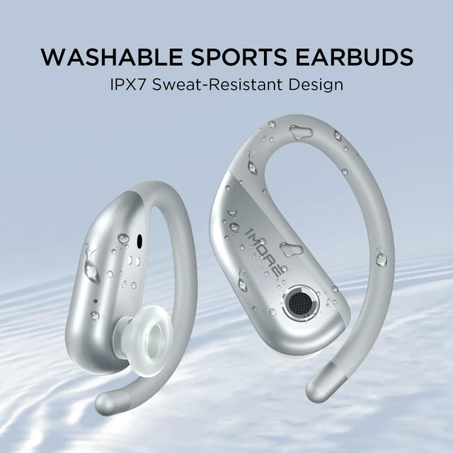 Alt view image 6 of 7 - Fit Open Earbuds S50, Open Ear Wireless Headphones Bluetooth 5.3 with 4 Microphone, Earbuds with Earhooks for Sports Running, IPX7, Fast Charging, 38H-Playtime, Preset EQ Via App, Silver