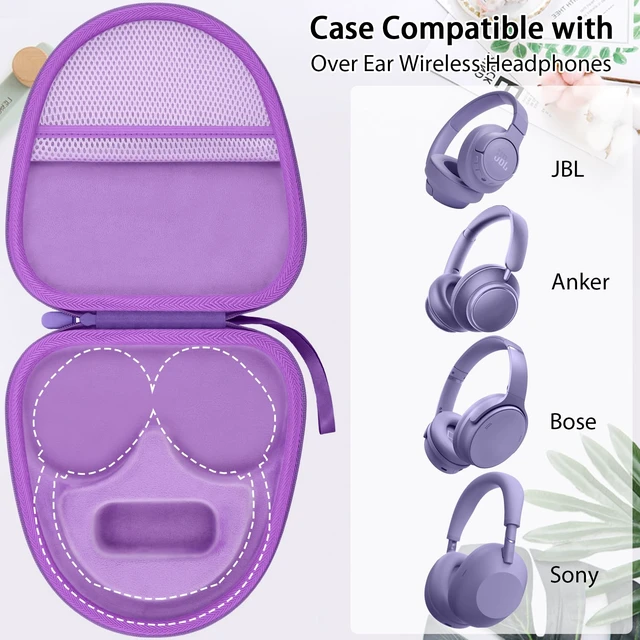 Alt view image 2 of 7 - Headphones Case for Bose New QuietComfort Ultra 2nd Gen/QC45,Purple Portable Travel Design, Molded Interior, Smooth Zipper, Built-In Carry Handle, Fits Backpacks, Suitcases And Daily Bags