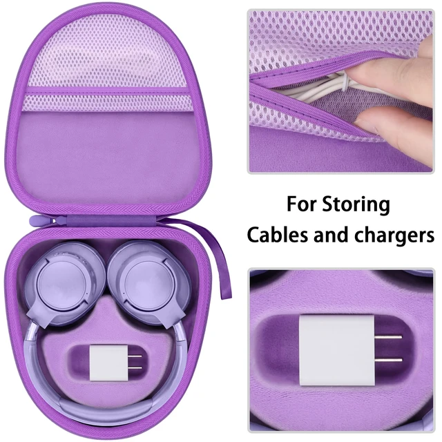 Alt view image 4 of 7 - Headphones Case for Bose New QuietComfort Ultra 2nd Gen/QC45,Purple Portable Travel Design, Molded Interior, Smooth Zipper, Built-In Carry Handle, Fits Backpacks, Suitcases And Daily Bags