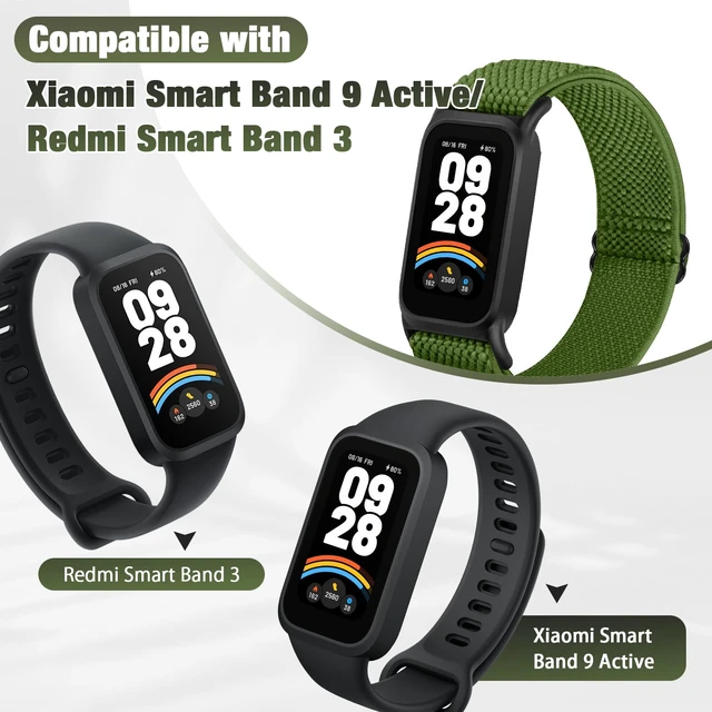 Alt view image 5 of 7 - 2 Pack Elastic Bands Compatible with Xiaomi Smart Band 9 Active Women Men, Soft Nylon Replacement Sport Wriststrap for Redmi Band 3