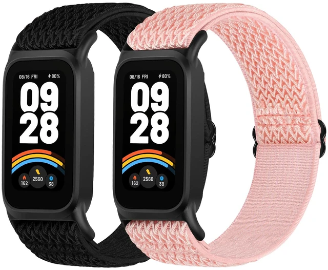 Main image of 2 Pack Elastic Bands Compatible with Xiaomi Smart Band 9 Active Women Men, Soft Nylon Replacement Sport Wriststrap for Redmi Band 3