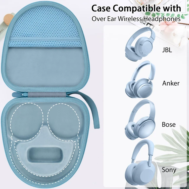 Alt view image 2 of 7 - Headphones Case for Bose QuietComfort Ultra 2nd Gen/QC45,Light Blue Portable Travel Design, Molded Interior, Smooth Zipper, Built-In Carry Handle, Fits Backpacks, Suitcases And Daily Bags
