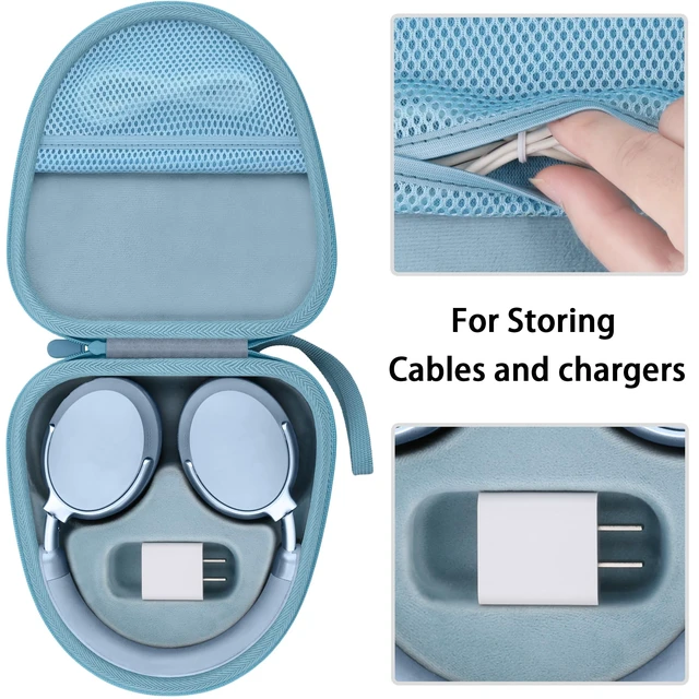 Alt view image 4 of 7 - Headphones Case for Bose QuietComfort Ultra 2nd Gen/QC45,Light Blue Portable Travel Design, Molded Interior, Smooth Zipper, Built-In Carry Handle, Fits Backpacks, Suitcases And Daily Bags