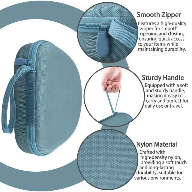 Alt view image 5 of 7 - Headphones Case for Bose QuietComfort Ultra 2nd Gen/QC45,Light Blue Portable Travel Design, Molded Interior, Smooth Zipper, Built-In Carry Handle, Fits Backpacks, Suitcases And Daily Bags