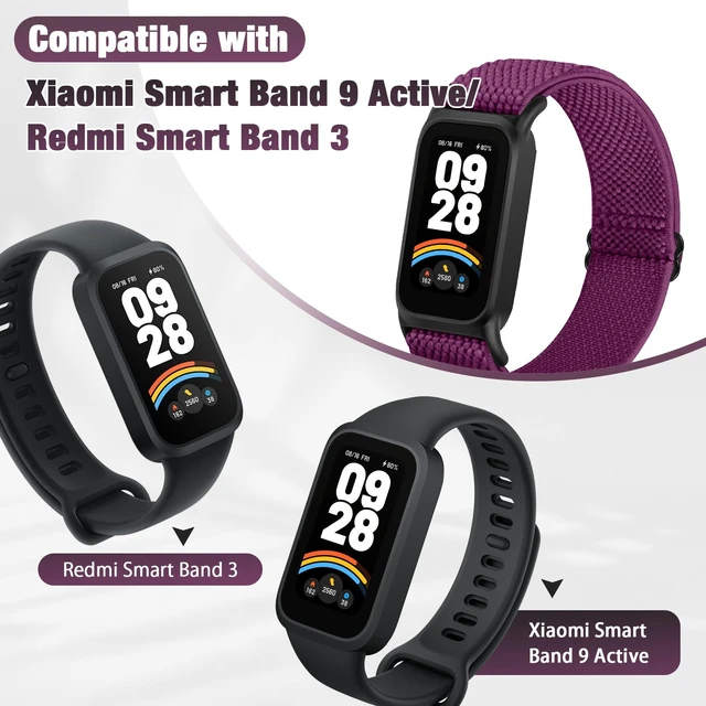 Alt view image 5 of 7 - 2 Pack Elastic Bands Compatible with Xiaomi Smart Band 9 Active Women Men, Soft Nylon Replacement Sport Wriststrap for Redmi Band 3