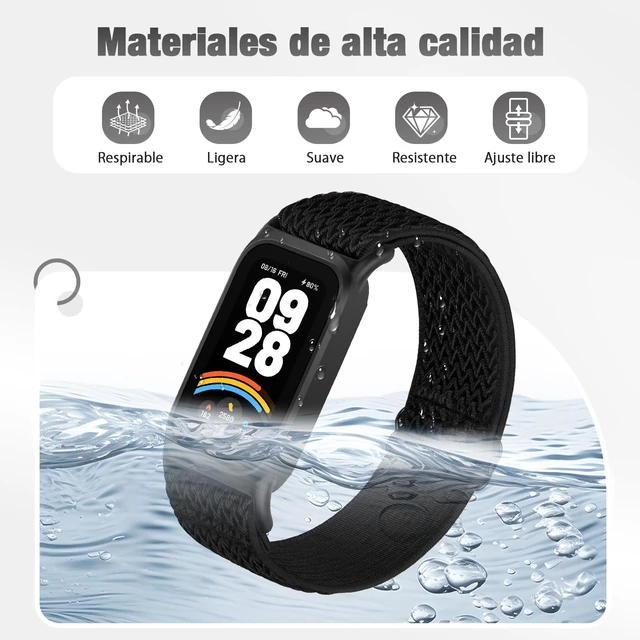 Alt view image 4 of 7 - 2 Pack Elastic Bands Compatible with Xiaomi Smart Band 9 Active Women Men, Soft Nylon Replacement Sport Wriststrap for Redmi Band 3