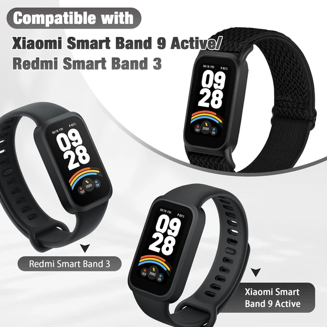 Alt view image 5 of 7 - 2 Pack Elastic Bands Compatible with Xiaomi Smart Band 9 Active Women Men, Soft Nylon Replacement Sport Wriststrap for Redmi Band 3