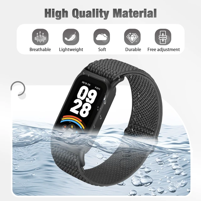 Alt view image 4 of 7 - 2 Pack Elastic Bands Compatible with Xiaomi Smart Band 9 Active Women Men, Soft Nylon Replacement Sport Wriststrap for Redmi Band 3