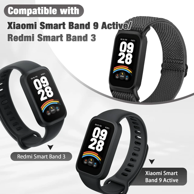 Alt view image 5 of 7 - 2 Pack Elastic Bands Compatible with Xiaomi Smart Band 9 Active Women Men, Soft Nylon Replacement Sport Wriststrap for Redmi Band 3