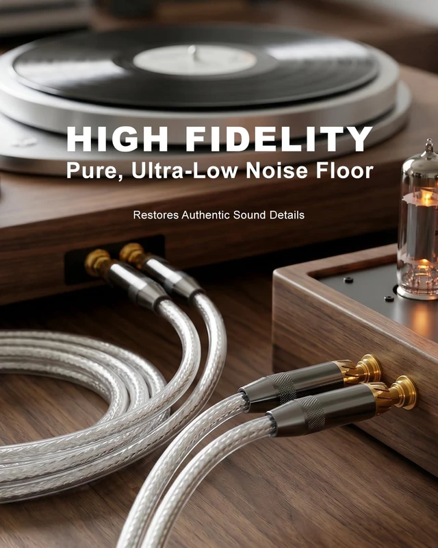 Alt view image 7 of 7 - 2 RCA to RCA Cable 6FT, High-End Audiophile HiFi Stereo Shielded 4-core-OFC 99.99%, 24K Gold-Plated Plug, 6ft/1.8m RCA Audio Cable, L/R Channel, forCD/DVD/Turntables/Phono/Amp/Car