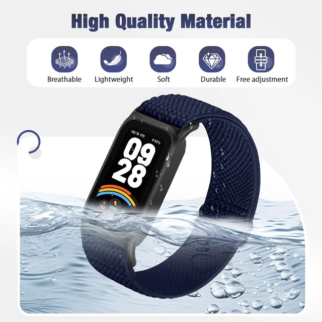 Alt view image 4 of 7 - 2 Pack Elastic Bands Compatible with Xiaomi Smart Band 9 Active Women Men, Soft Nylon Replacement Sport Wriststrap for Redmi Band 3