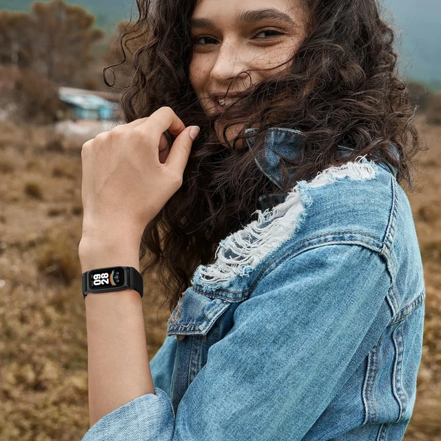Alt view image 7 of 7 - 2 Pack Elastic Bands Compatible with Xiaomi Smart Band 9 Active Women Men, Soft Nylon Replacement Sport Wriststrap for Redmi Band 3
