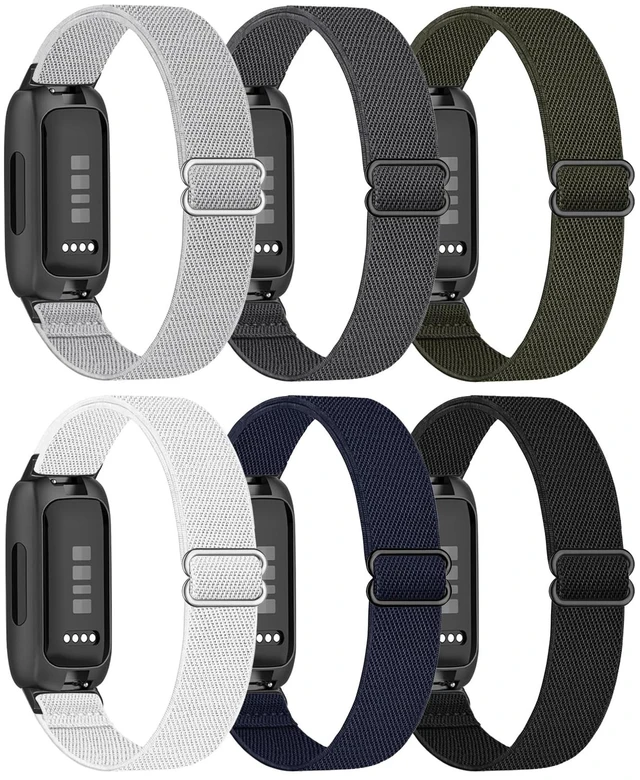Main image of Elastic Nylon Compatible with Fitbit Inspire 3 Bands/Inspire 2 Bands, 6 Pack Stretchy Adjustable Soft Sport Replacement Strap for Women Men Fitness Tracker
