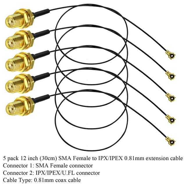 Alt view image 5 of 7 - 5pcs 12inch(30cm) SMA Female to U.fl/IPX Extension Cable SMA Female Jack Bulkhead to IPX MHF4 Pigtail WiFi Antenna Extension 0.81mm IPX Pigtail Coaxial Cable (Pack of 2)