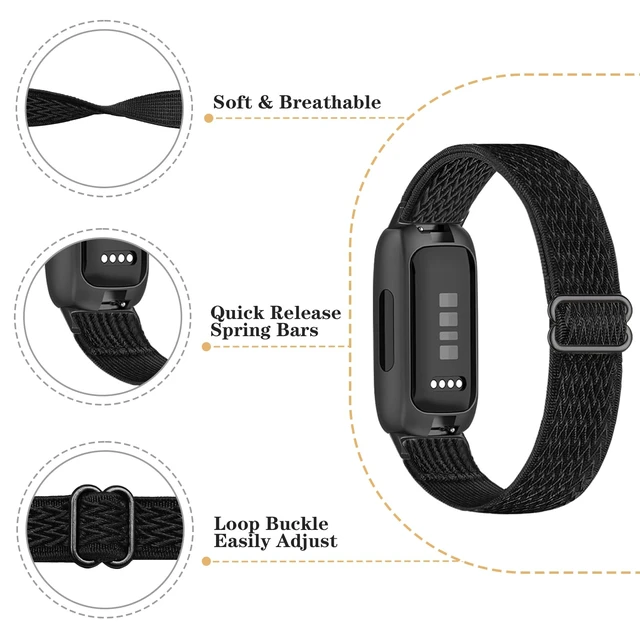 Alt view image 3 of 7 - Elastic Nylon Compatible with Fitbit Inspire 3 Bands/Inspire 2 Bands, 6 Pack Stretchy Adjustable Soft Sport Replacement Strap for Women Men Fitness Tracker