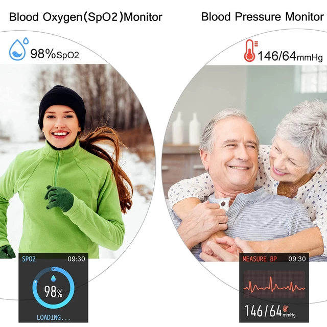 Alt view image 2 of 7 - Smart Watch, Smartwatch with Blood Pressure, Blood Oxygen Monitor, Fitness Tracker with Heart Rate Monitor, Full Touch Fitness Watch for Android & iOS for Men Women (Black)