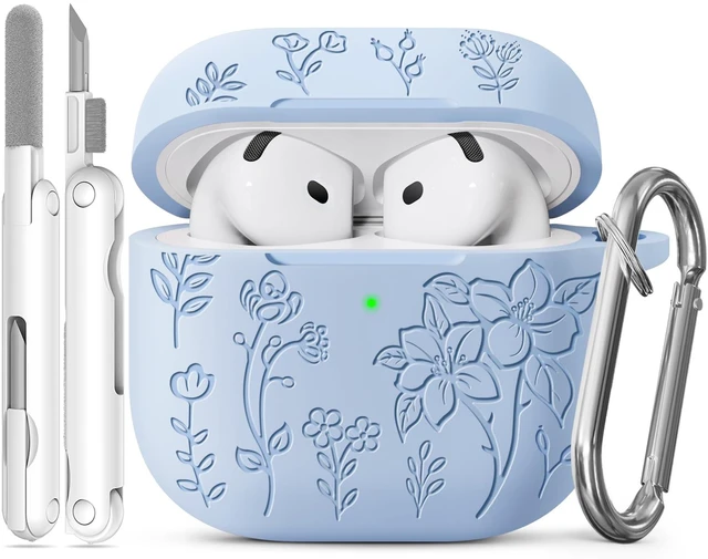 Main image of Flower Engraved Case for AirPods 5/4 Cover (2026/2024), Soft Silicone Case with Cleaner & Keychain for AirPods 5/4th Generation, for Women Girly, Anti-Scratch, Drop Protection