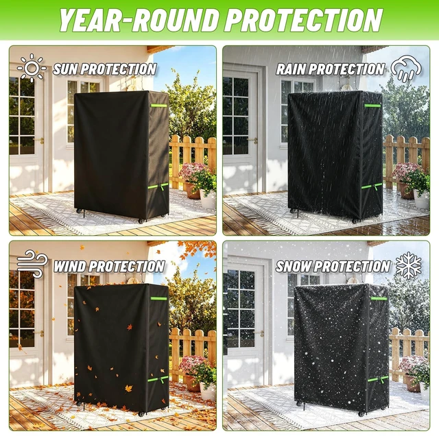 Alt view image 6 of 7 - 50-55" Outdoor TV Stand Cover, 600D TV Cover Waterproof, 53x15x55'' PVC Coating, Bottom Drawing, Outside TV Protector With Buckles, Rolling TV Stand Cover For Mobile TV Cart On Wheels