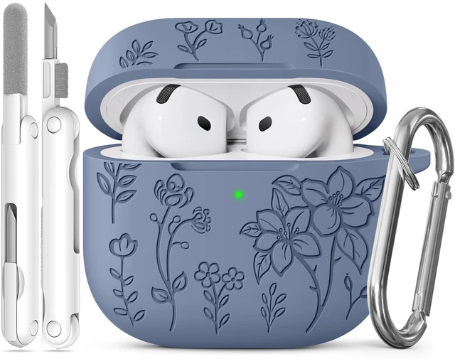 Main image of Flower Engraved Case for AirPods 5/4 Cover (2026/2024), Soft Silicone Case with Cleaner & Keychain for AirPods 5/4th Generation, for Women Girly, Anti-Scratch, Drop Protection