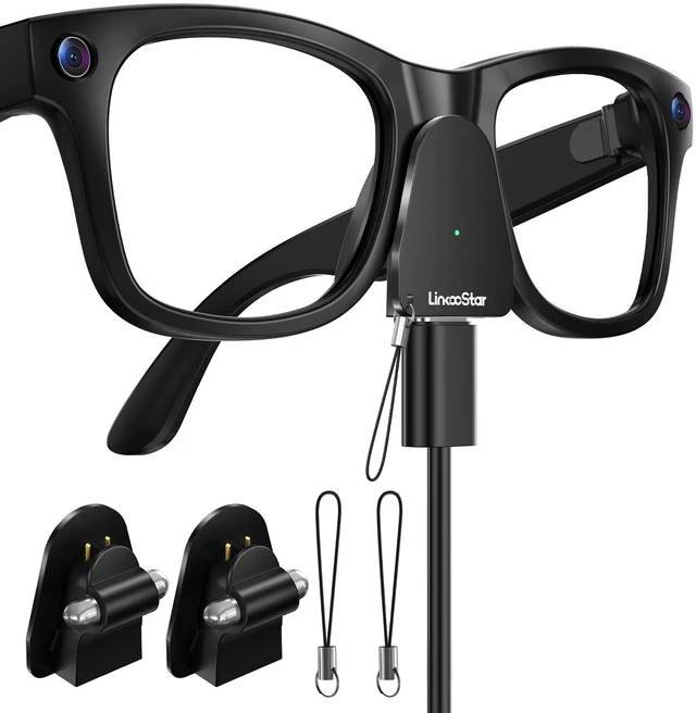 Main image of Charging Adapter for RayBan Meta Smart Glasses, USB C Charger Compatible with Meta Gen 1/2 Wayfarer Skyler Headliner Oakley Meta HSTN, Portable Charger with LED Indicator Overcharge Protection, 2Pack
