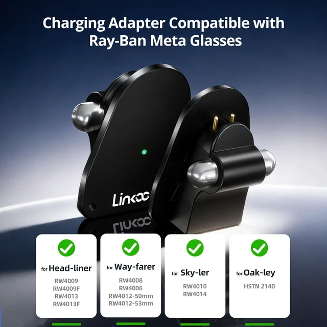 Alt view image 2 of 7 - Charging Adapter for RayBan Meta Smart Glasses, USB C Charger Compatible with Meta Gen 1/2 Wayfarer Skyler Headliner Oakley Meta HSTN, Portable Charger with LED Indicator Overcharge Protection, 2Pack