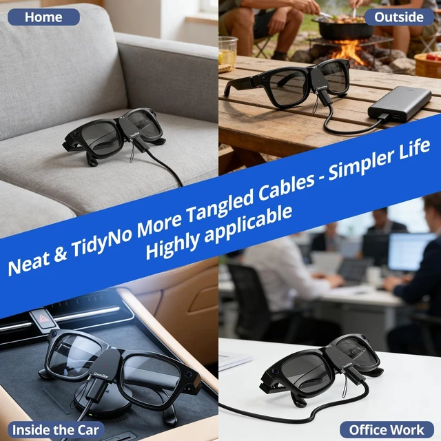 Alt view image 6 of 7 - Charging Adapter for RayBan Meta Smart Glasses, USB C Charger Compatible with Meta Gen 1/2 Wayfarer Skyler Headliner Oakley Meta HSTN, Portable Charger with LED Indicator Overcharge Protection, 2Pack