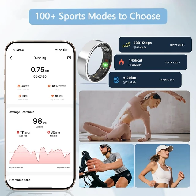 Alt view image 4 of 7 - Smart Ring for Women Men,Health Fitness Sleep Tracker